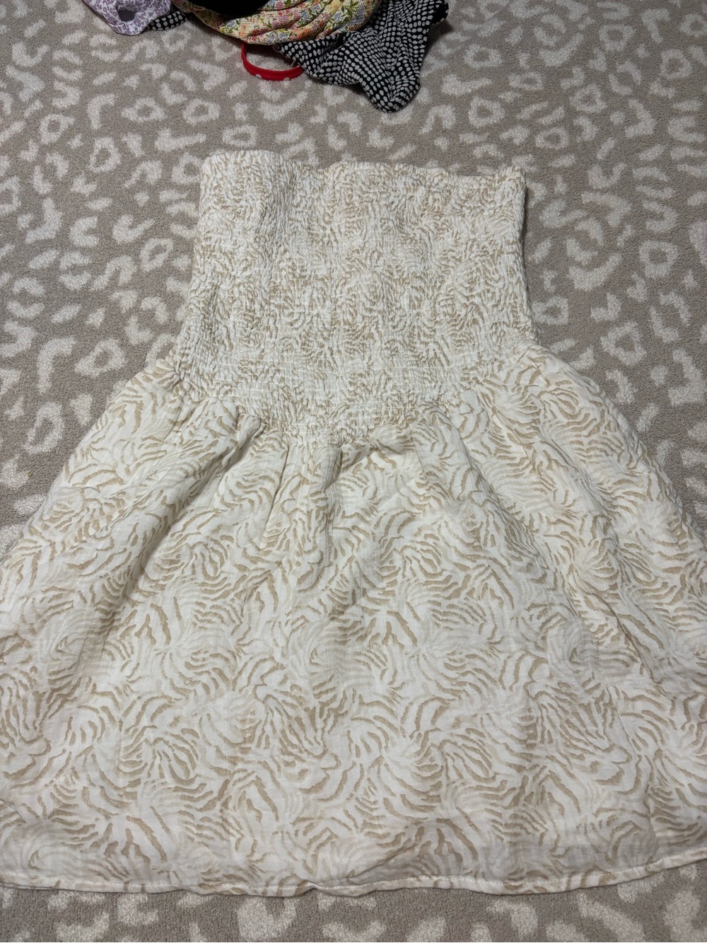 Womens Strapless Cream Textured Sundress